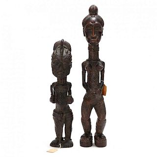 Congo, Two Lulua Wooden Figures