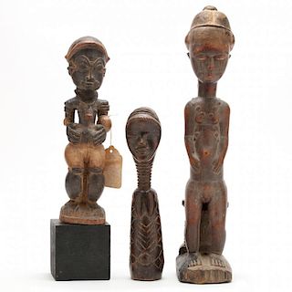 Three West African Figural Wood Carvings