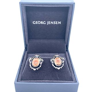 Georg Jensen Sterling 2014 Genuine Natural Smoky Quartz Earrings 