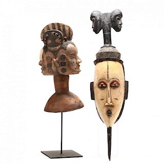 Two West African Ceremonial Articles With Janus-Headed Motifs