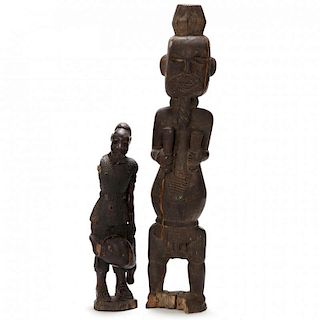 Two West African Carved Wooden Male Statues