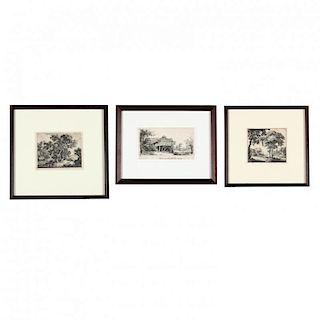 Three Antique English and Continental Etchings