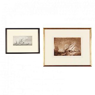 Two Antique Prints Picturing Sailing Vessels - Turner and Ploos van Amstel