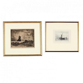 Two 19th-Century Maritime Etchings - Buhot and Cotman