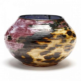 Multi-hued Turned Vase, Jean Besnard, (France, 1889-1958)