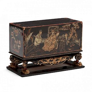 Chinese Black Lacquer Deed Box