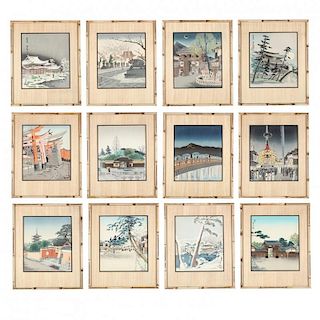 Twelve Prints from Thirty Views of Kyoto series by Tokuriki Tomikichiro (1902-2000)