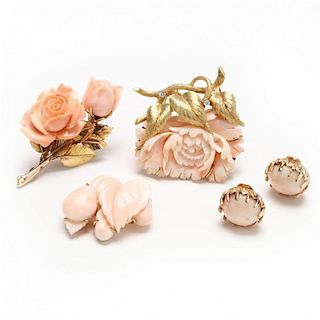 A Collection of Angel Skin Coral Jewelry