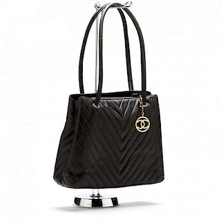 Vintage Lambskin Chevron Handbag, Chanel