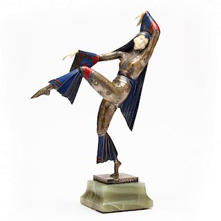 A Gerdago Cold-Painted Bronze & Ivory Dancer