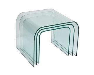 A set of contemporary glass waterfall nesting tables
