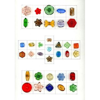 2 Cards of Assorted Colored Transparent Glass Buttons