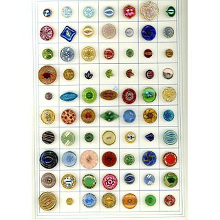 A Colorful Card of Division Three Glass Buttons
