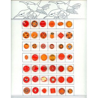 1 Plus Card of Assorted Division 3 Orange Glass Buttons