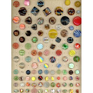 A Card of Assorted Division 3 Colored Glass Buttons