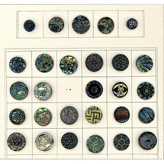 2 Partial Cards of Assorted Black Glass Buttons