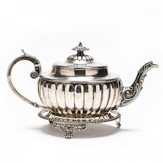 George III Silver Tea Pot by Bateman Family With Associated Stand