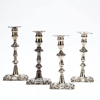 Assembled Set of Four Georgian Candlesticks