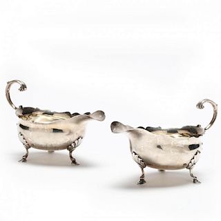 A Pair of George II Silver Sauce Boats