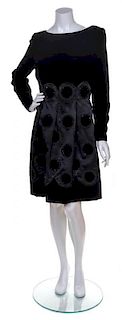 A Carolina Herrera Black Velvet Dress, Size 10.