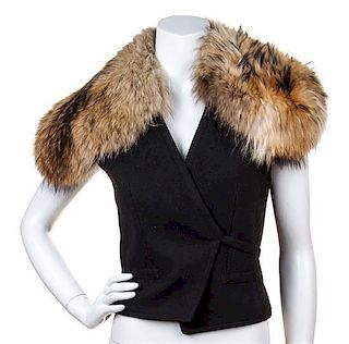 A Dries Von Noten Black Wool Wrap Vest, Size 38.