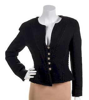 A Chanel Black Boucle Jacket, Size 40.