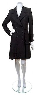 A Chanel Black Wool Double Breasted Coat, Size 40.