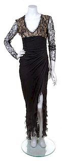 An Emanuel Ungaro Black Gown, Size 40.