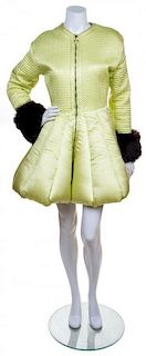 A Gianni Versace Neon Quilted Puffer Coat, Size 42.