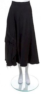 A Junya Wantanabe Black Wool Skirt, Size M.
