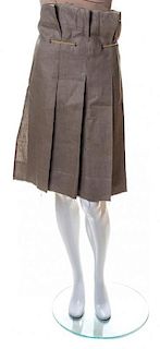 A Tsumori Chisato Taupe Linen Apron Skirt,
