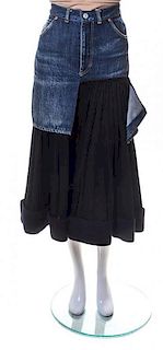 A Yohji Yamamoto Denim and Black Wool Skirt, Size 1.