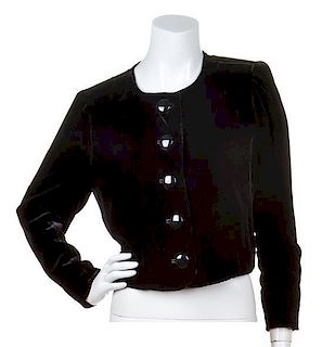 An Yves Saint Laurent Black Velvet Jacket, Size 34.