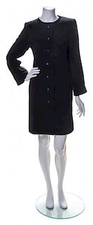 An Yves Saint Laurent Black Wool Coat, Size 34.