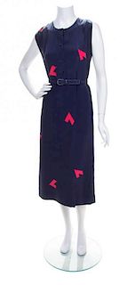 A Lanvin Navy and Red Dress Ensemble, Size 38.