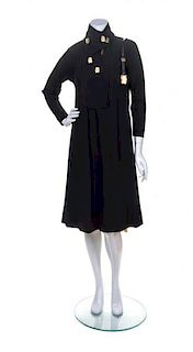 Pauline Trigere Black Wool Dress,