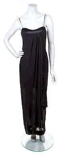 A Thierry Mugler Black Silk Gown, Size 40.