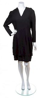 A Thierry Mugler Black Wool Hooded Dress, Size 44.