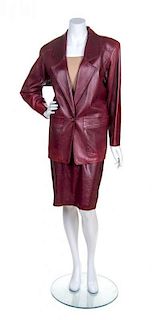 A Loewe Garnet Leather Suit,