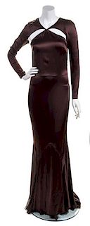 A Stella McCartney Brown Silk Gown, Size 42.