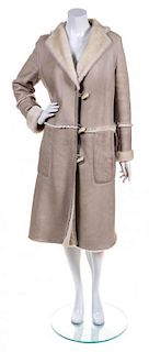 A Callaghan Shearling Knee Length Coat, Size 42.