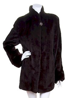 A Reversible Brown Sheared Mink Jacket,
