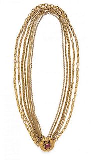 A Chanel Six Strand Goldtone Necklace, 32".
