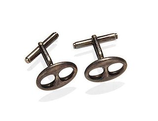 A Pair of Gucci Sterling Silver Cufflinks, 7/8" x .5".