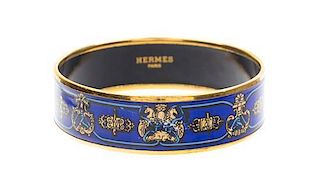 An Hermes Blue Enamel Bracelet, 2.5" diameter, .5" width.
