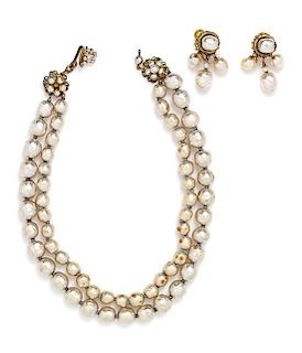 A Miriam Haskell Pearl Demi Parure, Necklace 13".