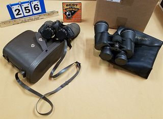 2 BINOCULARS JASON MODEL 161 COMMANDER X W/ CASE AND SHOULDER STRAP AND RUGGED EXPOSURE 10X50 W/ CASE