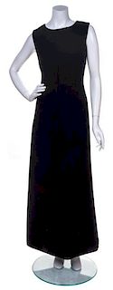 A Bill Blass Black Wool Sleeveless Gown, Size 12.
