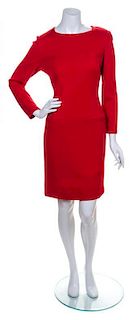 * A Bill Blass Red Wool Dress,