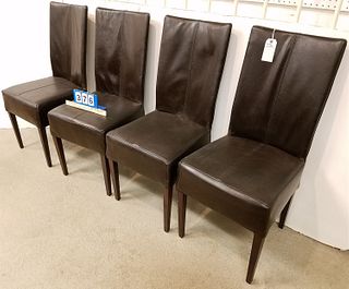 SET 4 LEATHER UPHOLS. DINING CHAIRS